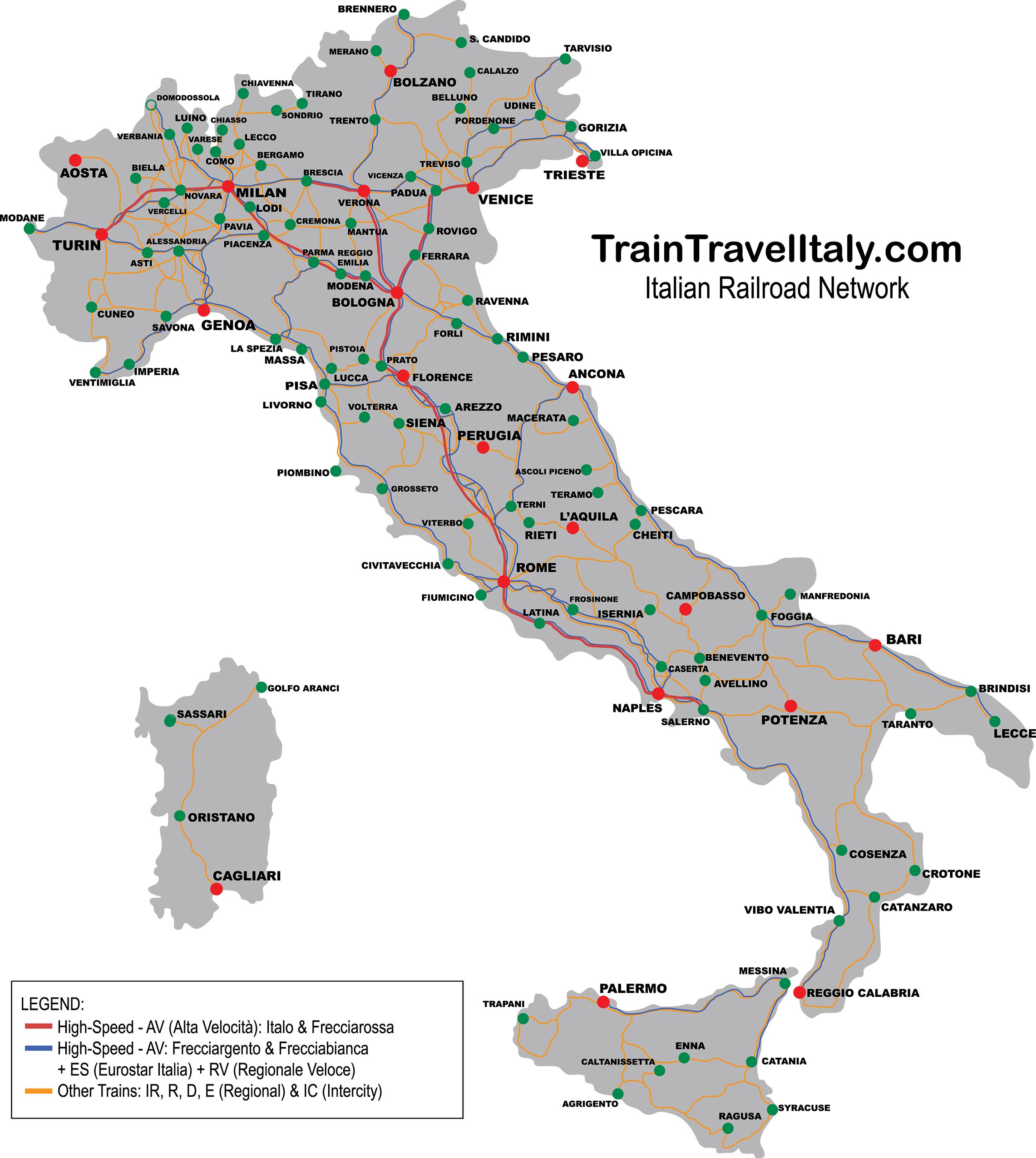 Italy Train Map Italian Railways At A Glance Train Travel Italy